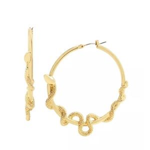 Betsey Johnson Gold Snake Hoop Earrings NWT